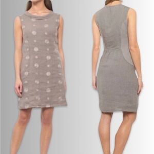 Lina Tomei Embellished Linen Scoop Portrait Collar Shift Blush Dress Italy 2X